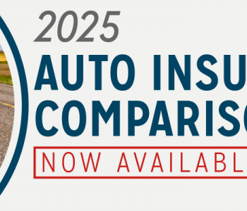 A photo of a rural North Dakota road with the text, "2025 Auto Insurance Cost Comparison Survey Now Available"